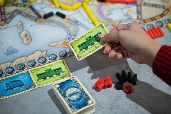 People playing a board game