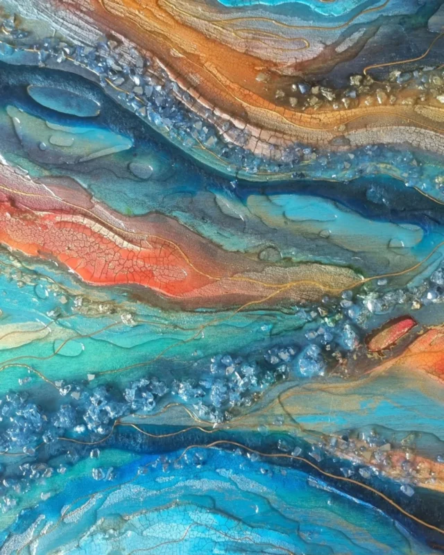 Coming soon! Our new brochure will launch on our website on Monday 4 August at 10.30am. 🚀 

Jam-packed with over 120 events, it's set to be another exciting programme. 

We're delighted to have @askagough as our cover artist with her stunning work Arabian Nights. 🎨 👏

Aska is a mixed media artist who blends minerals, tree bark and crystals with epoxy resin and crystals to create multisensory artworks that invite touch and reflection. 

Arabian Nights exudes the opulence and vibrancy of colours and textures found in Arabic culture. It's inspired by the enchanting Arabian folktales, One Thousand and One Nights.

✨️ Copies of our brochure will be available to pick up from our building the week of our digital launch. ✨️

#guildford #surrey #comingsoon #savethedate #coverreveal #coverartist #askagough #mixedmediaartist #eventsprogramme #activityprogramme #adulteducation #communityhub #charity #artseducationcommunity